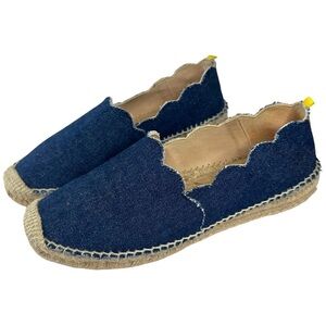 Boden Teresa Espadrilles Scalloped Denim Flats SZ 39 / US 8.5